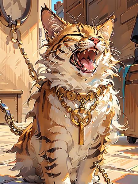 00259-3358556462-cat, MG mao, Exquisite visuals, high-definition, masterpieces, chain, open mouth, fangs, no humans, chain necklace, tongue, gold.png